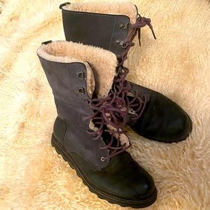 Gorgeous Suede/Leather/Real Shearling Sorel Winter Boots